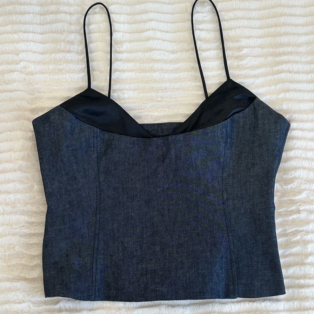 Zara Black and Dark Blue Tank Top Satin